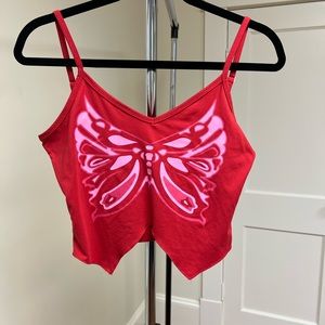 Red Butterfly Cropped Tank top